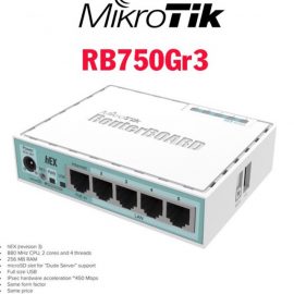 Thiết Bị Cân Bằng Tải Mikrotik RouterBOARD hEX 5 Ports Gigabit PoE – RB750Gr3 Chịu Tải 100 User