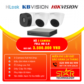 Trọn gói Bộ 3 Camera KBVISION FULL HD 2.0MP