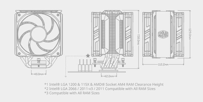 Tản Nhiệt CPU Cooler Master MasterAir MA612 Stealth (MAP-T6PS-218PK-R1)