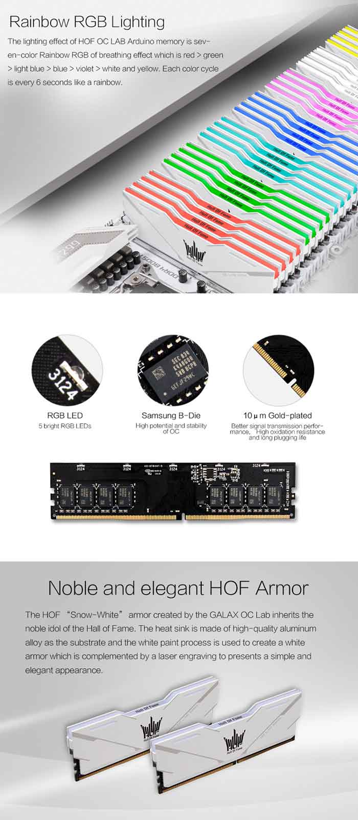 Ram DDR4 Galax 16G/3600 Hall Of Fame HOF OC Lab Arduino RGB