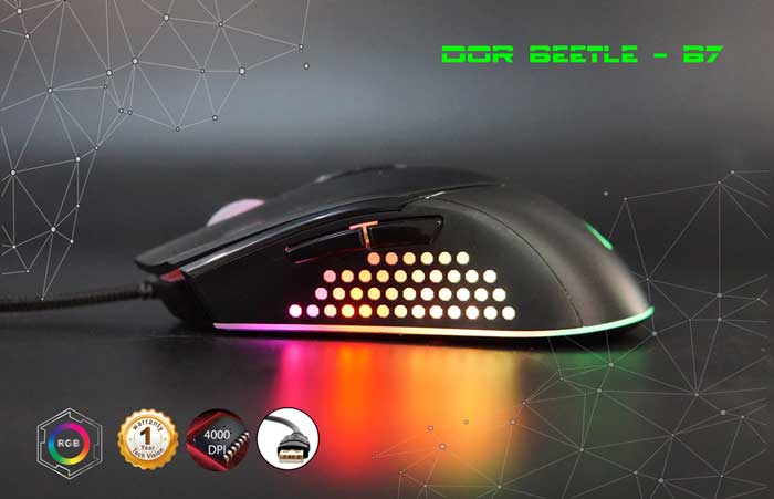 Chuột VSPTech Giza B7 Dor Beetle RGB Gaming (Đen)