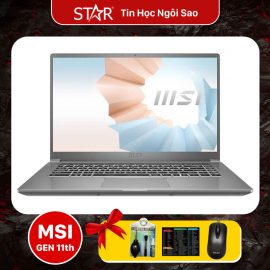 Laptop MSI Modern 15 A11M-684VN: i5 1155G7, Intel Iris Xe Graphics, Ram 8G, SSD NVMe 512G, Win10, Led Keyboard, 15.6”FHD IPS (Urban Silver)