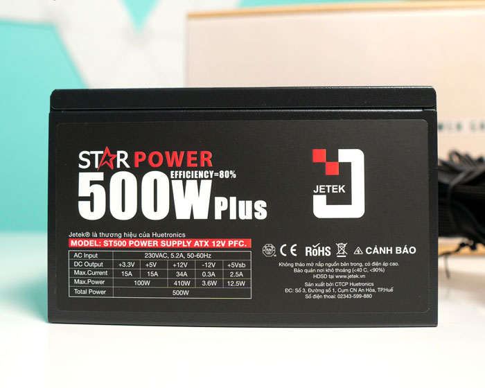 Nguồn Jetek STAR Power ST500 500W Plus + Dây Nguồn