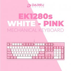 Bàn Phím Cơ Dare-U EK1280s White Pink Led Gaming Blue Switch (Hồng Trắng)