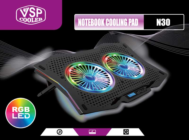 Đế tản nhiệt Laptop VSP Notebook Cooler Pad N30 RGB