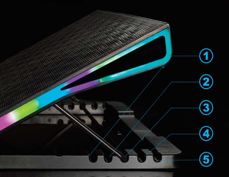 Đế tản nhiệt Laptop VSP Notebook Cooler Pad N33 RGB