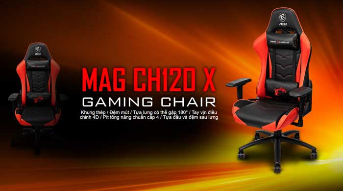 Ghế Gaming MSI MAG CH120 (Đen Đỏ)