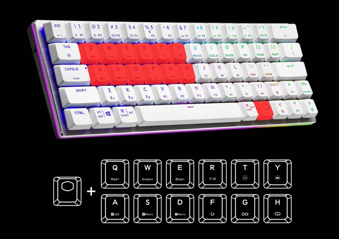 Cooler Master SK622 Silver White Low Profile Red Switch RGB TKL Wireless