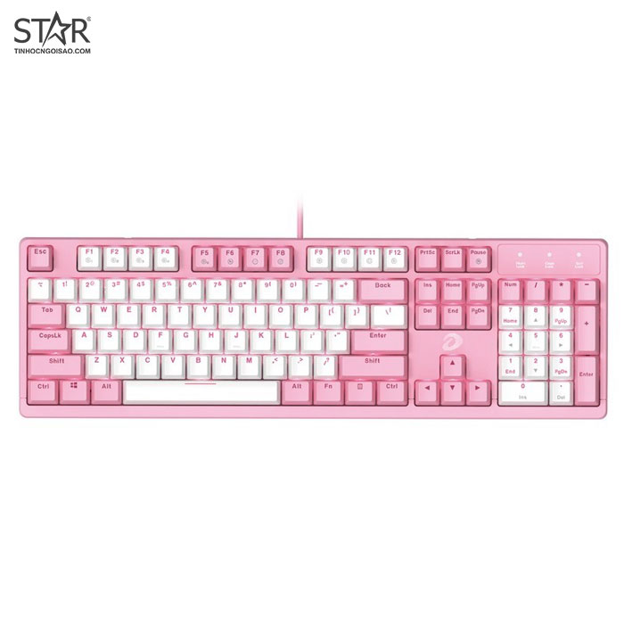 Bàn Phím Cơ Dare-U EK1280s White Pink Led Gaming Red Switch (Hồng Trắng)